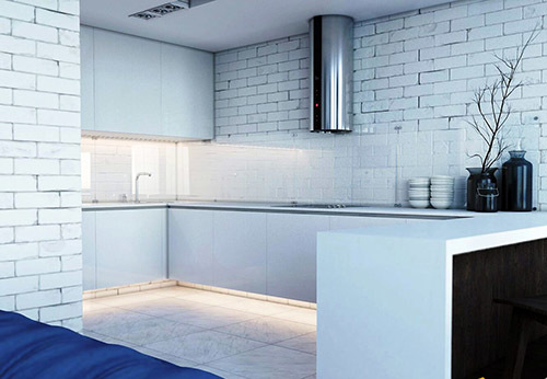 белая кухня в стиле минимализм