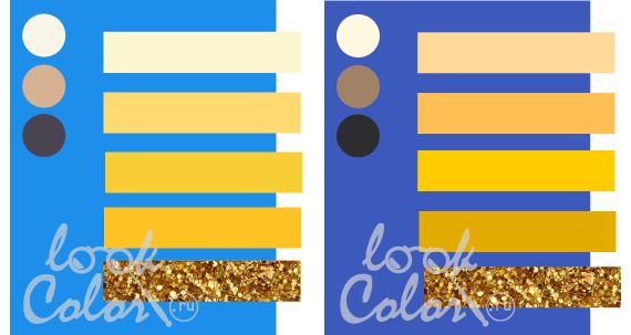 сочетание сине голубого и сине фиолетового с желтым