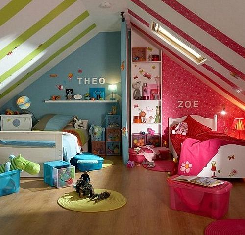 Расположение мебели в комнате, предназначенной для двух детей