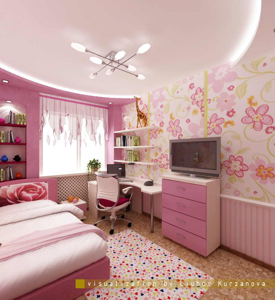 Современный интерьер детской комнаты девочке