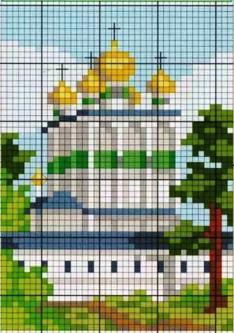 вышивка бисером картина - храм