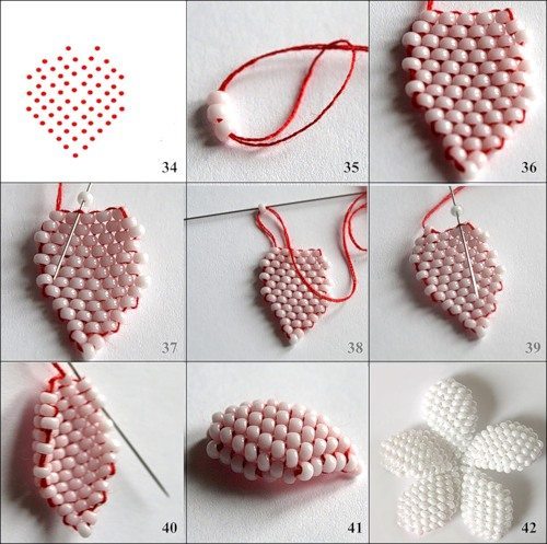 плетение лепестков из бисера 