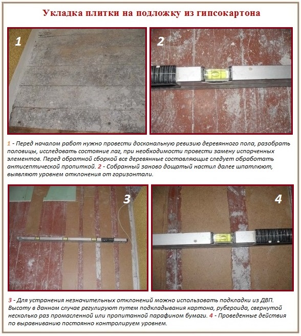 Выравнивание гипсокартоном для укладки напольной плитки 