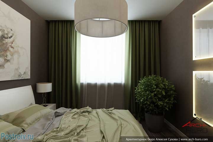 Зеленое растение в спальне, как декор. Фото