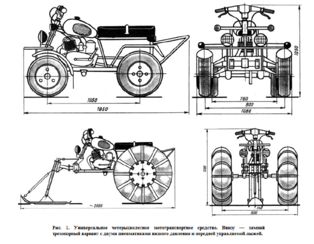 Чертеж самодельного квадроцикла на основе мотоблока