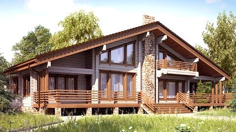 деревянный дом шале 