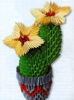 Цветущий кактус оригами модульное мастер-класс