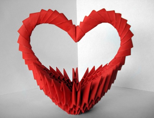 Модульное оригами - подарочная Корзинка сердечко