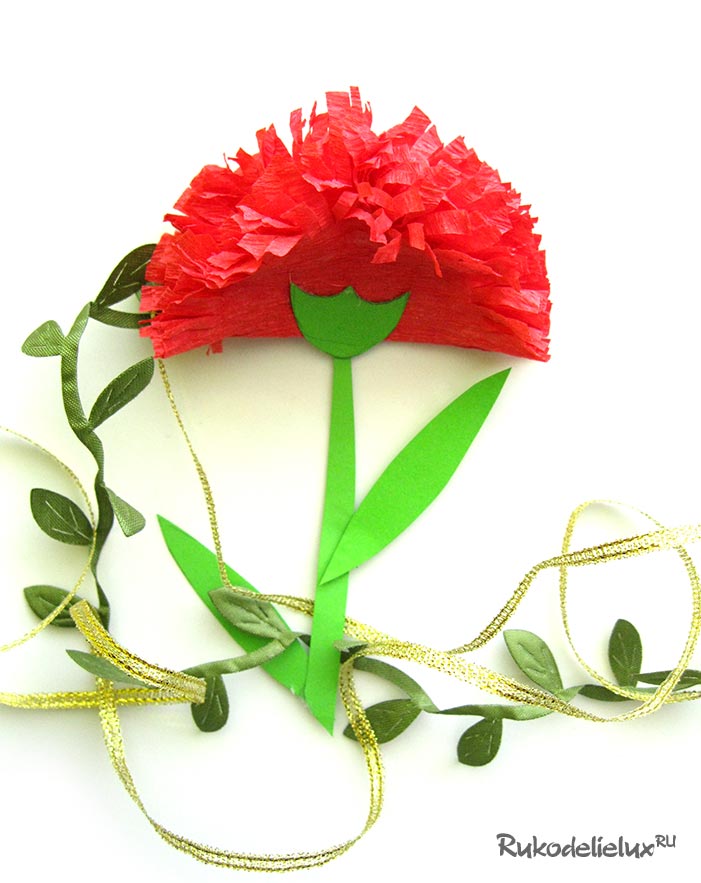 Цветок гвоздики из гофрированной бумаги