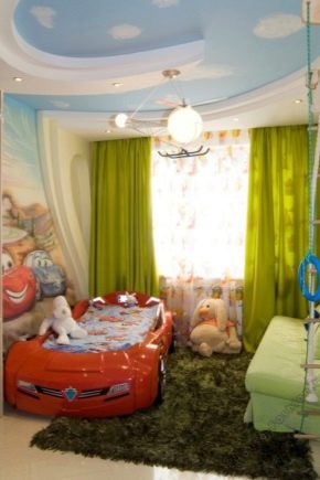 Варианты оформления потолка из гипсокартона в детской комнате 
