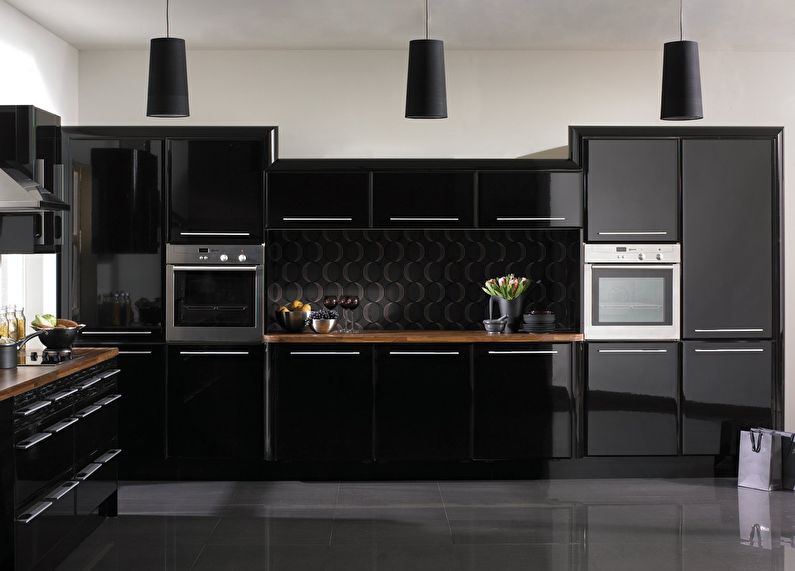 Черная кухня в стиле модерн - дизайн интерьера
