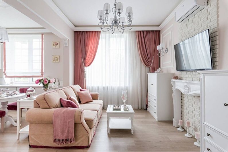 Белая гостиная в стиле прованс - Дизайн интерьера