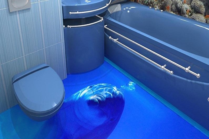 Дизайн синей ванной комнаты - Отделка пола