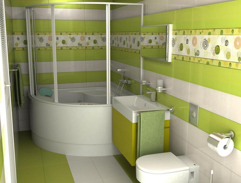 интерьер зеленой ванной комнаты фото
