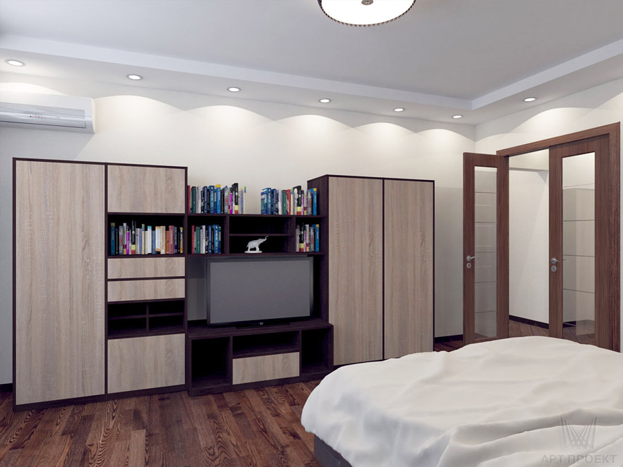 Дизайн-проект интерьера однокомнатной квартиры 44 кв.м - жилая комната