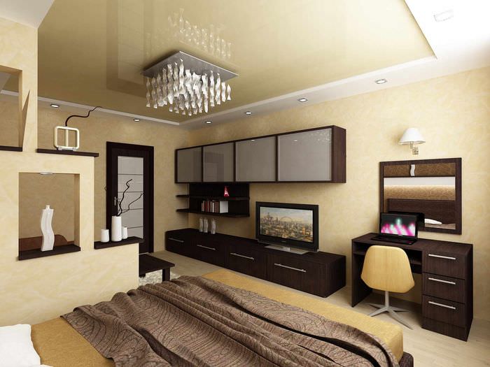 пример красивого дизайна спальни 20 метров