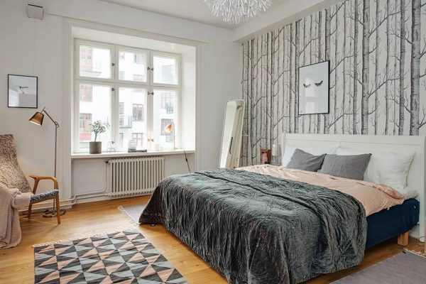 Спальня в скандинавском стиле просто пропитана комфортом и уютом